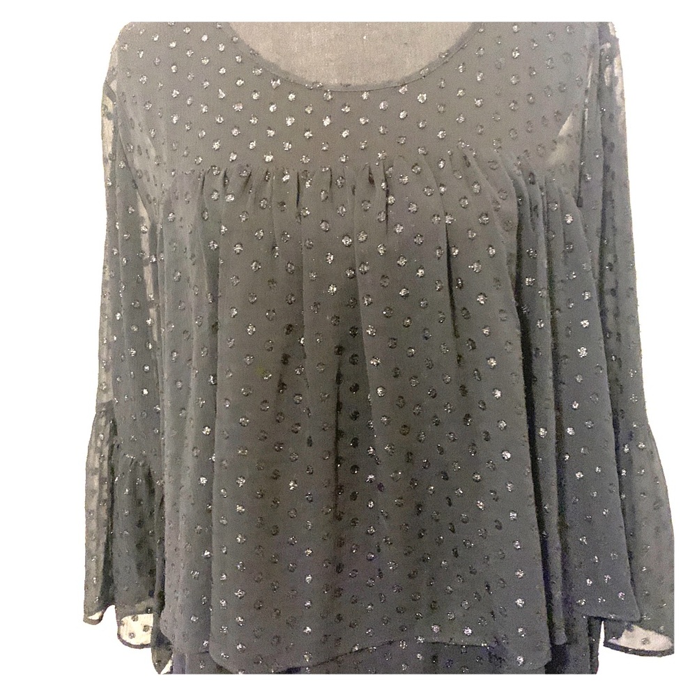 Black sheer bell sleeve top A New Day L (030)